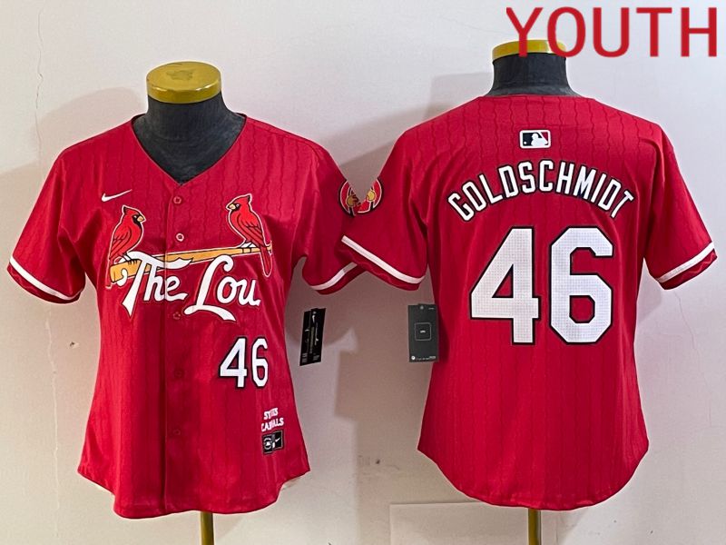 Youth St.Louis Cardinals #46 Goldschmidt Red City Edition 2024 Nike MLB Jersey style 1